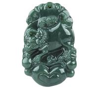 Charm jewelry Natural Hetian Jade Necklace Chinese Zodiac Animal Pendant Necklace w/Cord Feng Shui Wealth Necklace for Women Men Green Jade Necklace Talisman Stone Good Fortune Long Necklace,Ox ( Colo