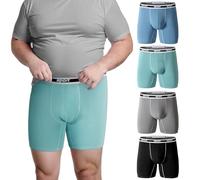 Charm Karter Men Big and Tall Boxer Briefs - Mens Moisture Wicking Long Leg Underwear 2XL 3XL 4XL Pack Gifts, 4colors-1, 4XL