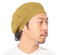 CHARM Knit Beanie Hats for Women & Men's Berets, 100% Cotton Crochet Cap Handmade French Beret for Summer & Winter, Yellow Beige