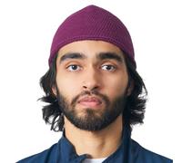 CHARM Kufi Hat Mens Beanie - Men Cotton Skull Cap Hand Made 2 Sizes Islam Burgundy Enge M