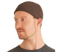 CHARM Kufi Hat Mens Beanie - Men Cotton Skull Cap Hand Made 2 Sizes Islam Light Brown M
