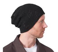 CHARM Lightweight Summer Beanie Hat for Men, Cotton Mesh Beanie for Women, Hand Made Knit Cap Black