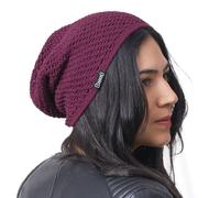 CHARM Lightweight Summer Beanie Hat for Men, Cotton Mesh Beanie for Women, Hand Made Knit Cap Burgundy
