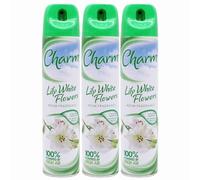 Charm Lily White Flowers Air Freshener Spray 240ml x 3 - Long Lasting Odour Eliminator - Floral Scent for Home, Office, Bathroom & Kitchenwith Welari Thank You Card | (3 Pack)