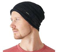 CHARM Linen Summer Beanie for Men - Womens Sweat Wicking Knit Japanese Hat Mesh Hipster Cap Black