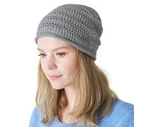 CHARM Linen Summer Beanie for Men - Womens Sweat Wicking Knit Japanese Hat Mesh Hipster Cap Light Grey