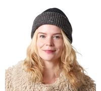CHARM Mens Beanie Hat Wool Reversible - Winter Hats for Women Knitted Unisex Fisherman Skull Cap Recycled Wool Beanie Black & Dark Grey