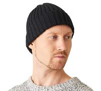 CHARM Mens Fisherman’s Beanie Hat - 100% Cotton Ribbed Slouch Cap Women Chemo Knit Winter Summer Simple Classic Design Black