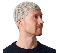 CHARM Mens Hemp Kufi Hat - Japanese Fashion Beanie Cap Islam Prayer Hat Summer Skull Cap Beige XL