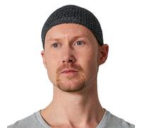 CHARM Mens Hemp Kufi Hat - Japanese Fashion Beanie Cap Islam Prayer Hat Summer Skull Cap Dark Grey M