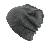 CHARM Mens Organic Cotton Beanie - Womens Slouchy Knit Hat Made in Japan Dark Grey