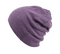 CHARM Mens Organic Cotton Beanie - Womens Slouchy Knit Hat Made in Japan Purple