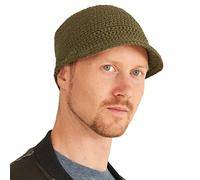 CHARM Mens Peaked Skull Cap Beanie Hat | 100% Cotton, Crochet Chemo Hat, Knit Billed Kufi, All-Season Design, For Sensitive Skin
