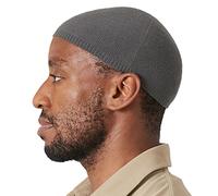 CHARM Mens Skull Cap Kufi Beanie - Lightweight Organic Cotton Cool Prayer Chemo Hat Skully Made in Japan Dark Grey