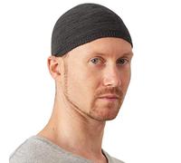 CHARM Mens Skull Cap Kufi Beanie - Lightweight Organic Cotton Cool Prayer Chemo Hat Skully Made in Japan Navy Mix Black