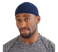CHARM Mens Skull Cap Kufi Beanie - Lightweight Organic Cotton Cool Prayer Chemo Hat Skully Made in Japan Navy