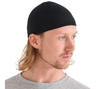 CHARM Mens Skull Cap Kufi Beanie - Lightweight Organic Cotton Cool Prayer Chemo Hat Skully Made in Japan Black