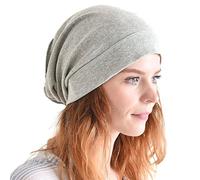 CHARM Mens Slouch Beanie Hat - Womens Organic Cotton Hipster Chemo Slouchy Cap Light Grey