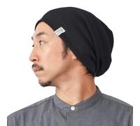 CHARM Mens Slouchy Cotton Beanie Hat, Womens Big Slouch Sleep Cap Black