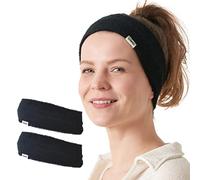CHARM Mens Sports Headband 2-pack - Towel Bandana Sweat Wicking Pair Active Wear Black
