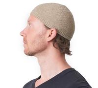 CHARM Mens Winter Hat Skull Cap - Fitted Warm Wool Beanie Kufi Hats for Men Muslim Islamic Prayer Dress Cap Stretchy Beige L