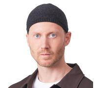 CHARM Mens Winter Hat Skull Cap - Fitted Warm Wool Beanie Kufi Hats for Men Muslim Islamic Prayer Dress Cap Stretchy Black XL