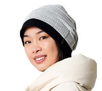 CHARM Mens Womens Beanie Slouchy Cotton - Baggy Oversized Hipster Hat Surfer Patterned Mens Beanie Light Grey