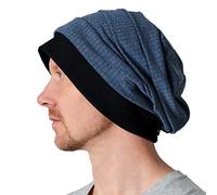 CHARM Mens Womens Beanie Slouchy Cotton - Baggy Oversized Hipster Hat Surfer Patterned Mens Beanie Navy