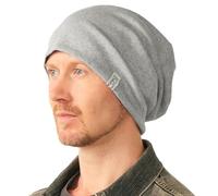 CHARM Mens Womens Slouchy Cotton Beanie Hat - 100% Cotton Baggy Slouch Cap Light Grey