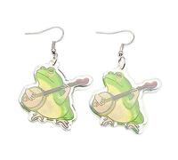 Charm Mushroom Frog Ear Pendant Acrylic Balloon Pattern Dangler Earrings Ear Pendant Acrylic Cute Frog Earrings for Women, フリーサイズ