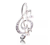 Charm Music Note Rhinestone Pearl Brooch Lovely Brooch Fashion Jewelry Y-ca_