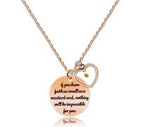 Charm Mustard Seed Pendant Stainless Steel Lettering Necklace Engraved If You Have Faith as Small a Mustard Seed, Nothing is Impossible for You Y820 (Rose Gold Color)