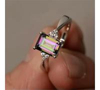 Charm Mystic Rainbow Topaz Ring Women Wedding Jewelry Party Size 6-10-#1-6