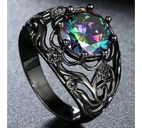 Charm Mystic Rainbow Topaz Ring Women Wedding Jewelry Party Size 6-10-#3-6