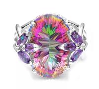Charm Mystic Rainbow Topaz Ring Women Wedding Jewelry Party Size 6-10-#4-8