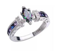 Charm Mystic Rainbow Topaz Ring Women Wedding Jewelry Party Size 6-10-#6-7
