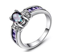 Charm Mystic Rainbow Topaz Ring Women Wedding Jewelry Party Size 6-10-#7-6