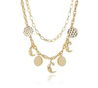 Charm Necklace for Women Gold Chunky Charm Necklace Paperclip Chain Necklace Pearl Cherry Heart Bow Charms Cowboy Boot Necklace Evil Eye Necklace Trendy Preppy Stuff Summer Outfits for Women, Brass