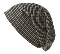 CHARM Organic Cotton Slouchy Beanie - Womens Chemo Hat Japanese Mens Hipster Cap Design Gold Gray Line