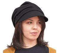 CHARM Organic Cotton Sun Hat for Women - Summer Spring Folding Visor for UV Protection, Chemo and Sensitive Skin Black