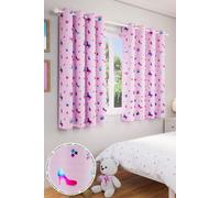 Charm Pink Kids Curtain - Unicorns, Thermal, Eyelet, Room Darkening Enhanced Living Pink 117cm width x 137cm drop