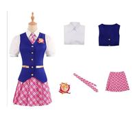 Charm Princess Movies Barbiee Cosplay Costumes Dress Delancy Women Outfit Women School Uniform Top Skirts Halloween Cos Barbiees XS（old） Blue