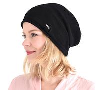 CHARM Silk Beanie Hat for Men and Women - Slouchy Oversized Beanies Cap Chemo Hat Perfect for Sensitive Skin Black