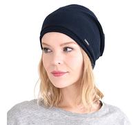 CHARM Silk Beanie Hat for Men and Women - Slouchy Oversized Beanies Cap Chemo Hat Perfect for Sensitive Skin Navy