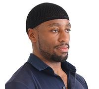 CHARM Silk Kufi Hat Skull Cap - Mens Beanie Hat Handmade in Japan Stretchy Black L