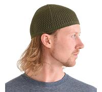 CHARM Silk Kufi Hat Skull Cap - Mens Beanie Hat Handmade in Japan Stretchy Khaki L