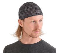 CHARM Silk Kufi Hat Skull Cap - Mens Beanie Hat Handmade in Japan Stretchy Mix Black XL
