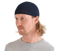 CHARM Silk Kufi Hat Skull Cap - Mens Beanie Hat Handmade in Japan Stretchy Navy L