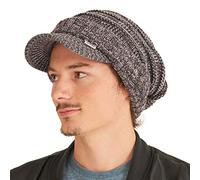 CHARM Slouchy Beanie Brim Hat - Mens Slouch Cap Womens Warm Slouchy Brim Cable Knit with Brimmed Visor Mix Brown