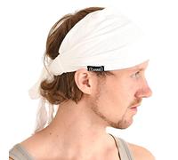 CHARM Sports Headband Bandana for Men - Womens Yoga Hairband Kids Ninja Headband Pirate Costume White